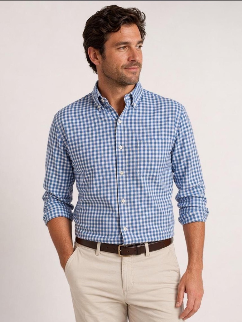 Peter Millar Men’s Blue And White Longsleeve Button-Up Size XXL